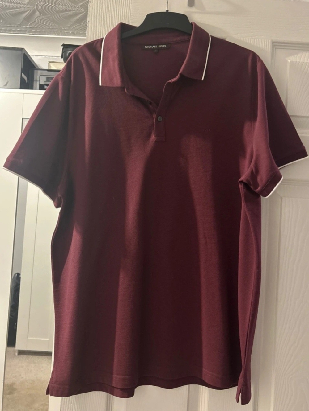 Michael Kors Men's Maroon Polo with White Piping